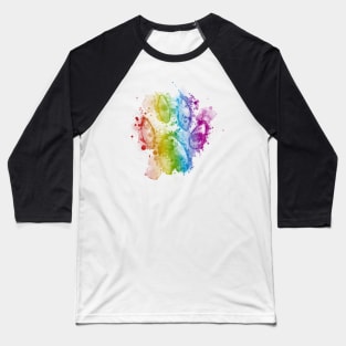 Inky Paw Print - Multicoloured Baseball T-Shirt